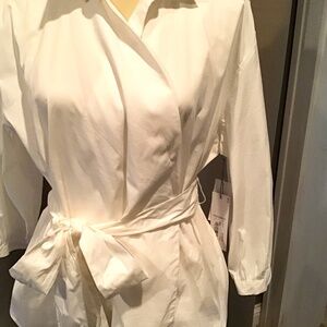 New LIZ CLAIBORNE White Cotton Poplin Long Sleeve Wrap Shirt. XL